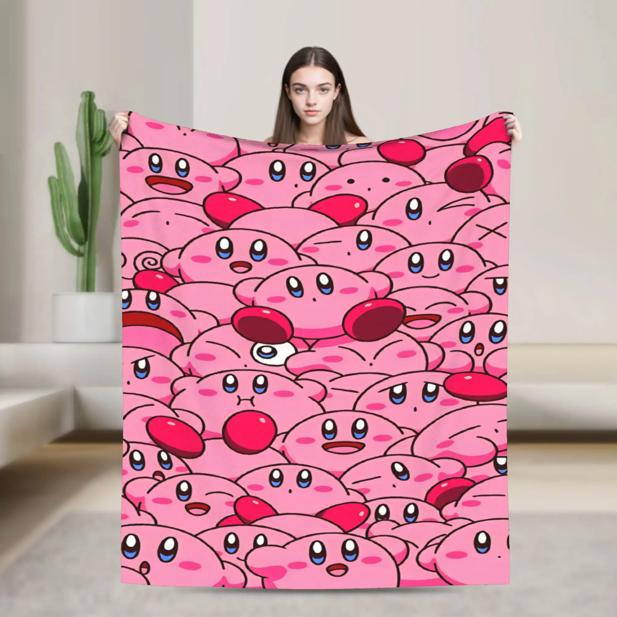 K-Kirbies  Blanket  Warm Soft Novelty Plush Bedding Throws For Outdoor Camping Flannel Bedspread Bed Cover