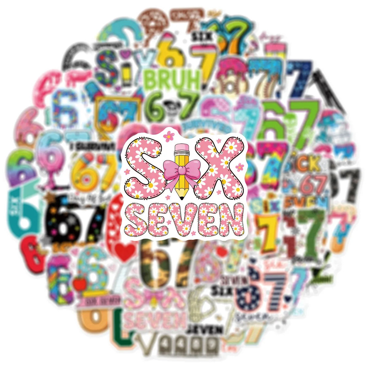 50/100 pezzi unici e divertenti adesivi colorati numero 67 doodle gioco fai da te per skate casco tazza telefono decalcomanie impermeabili