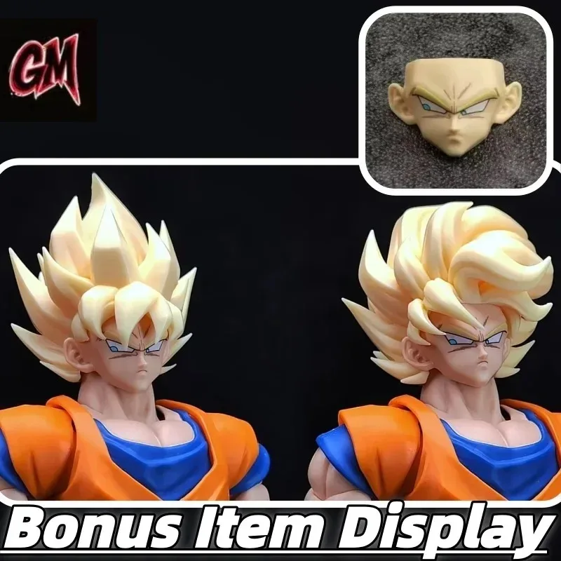 【24-hour Shipping】Dragon Ball Z SHF GM Studio (Straight Hair / Flowing Hair) Super Saiyan Goku Head Sculpt Accessory Pack Toy view 2