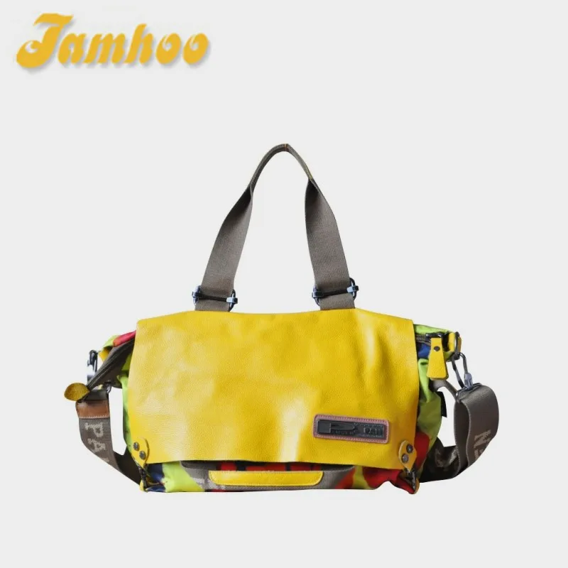 Jamhoo New Casual Original Women Handbag Leather Canvas Female Portable Crossbody Bag Large Capacity Fashion Shoulder Bags Bolas