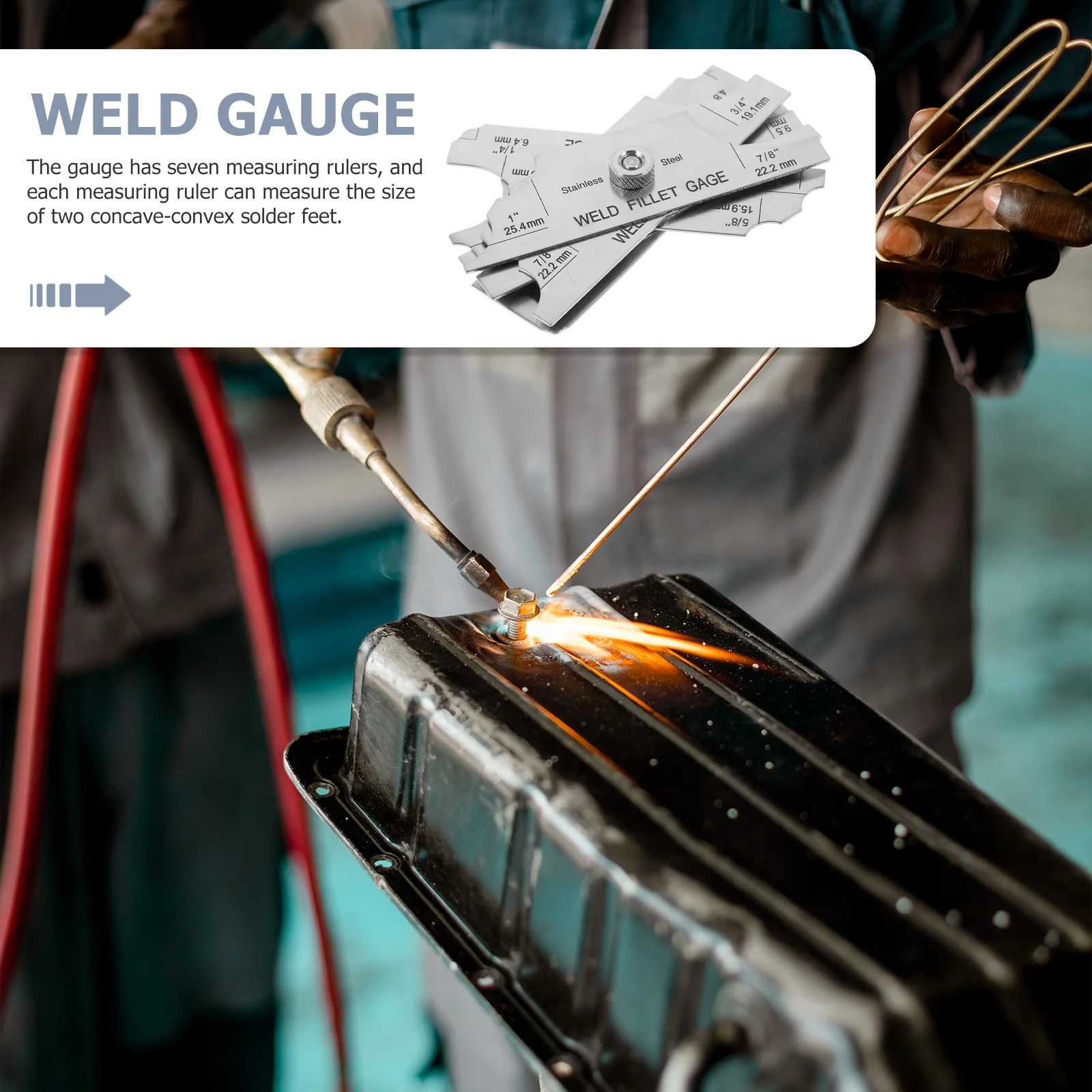 

1Set Welding Inspection Gauge Stainless Steel Fillet Weld Ruler with Metric Imperial Scales 7-in-1 Measuring Tool for Bridges