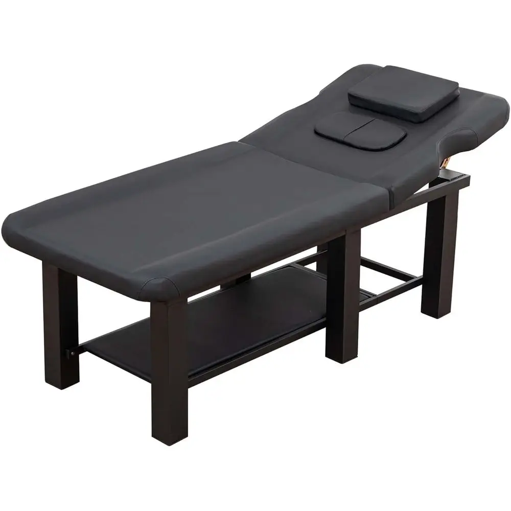 

Black Adjustable Massage Table with Detachable Headrest and Chest Cushion for Spa, Therapy, and Tattoo Studios