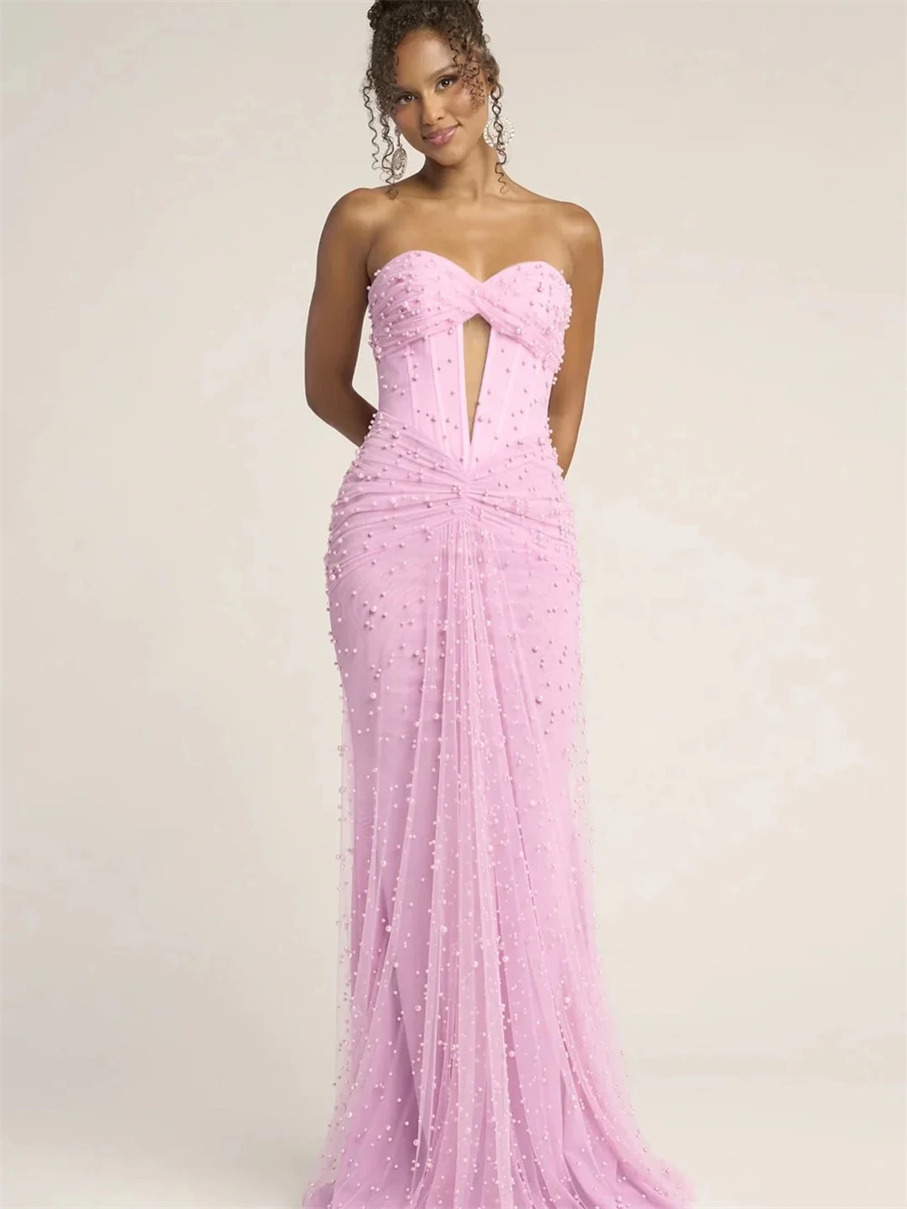 Customized Mermaid Charming Green Tulle Evening Dress Formal Sweetheart Sleeveless Prom Dress Sweep Train Bespoke Occasion Gowns 2