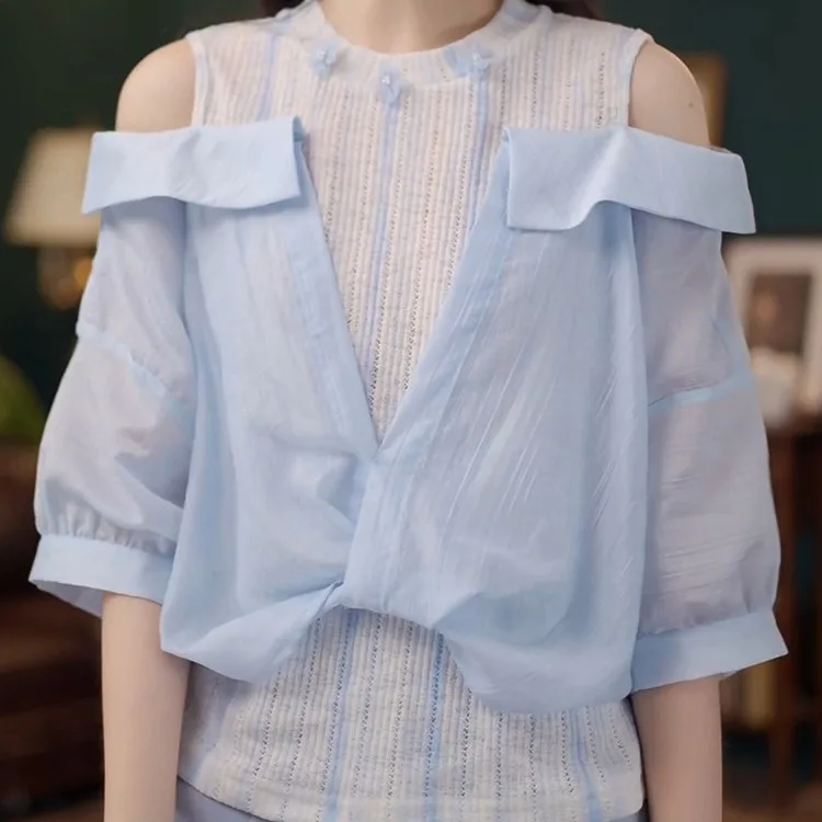 Elegant Ladies Shirt Spring Summer New Style Unique Beautiful Fashionable Top Polyester Fiber 100% Small Fragrance Style