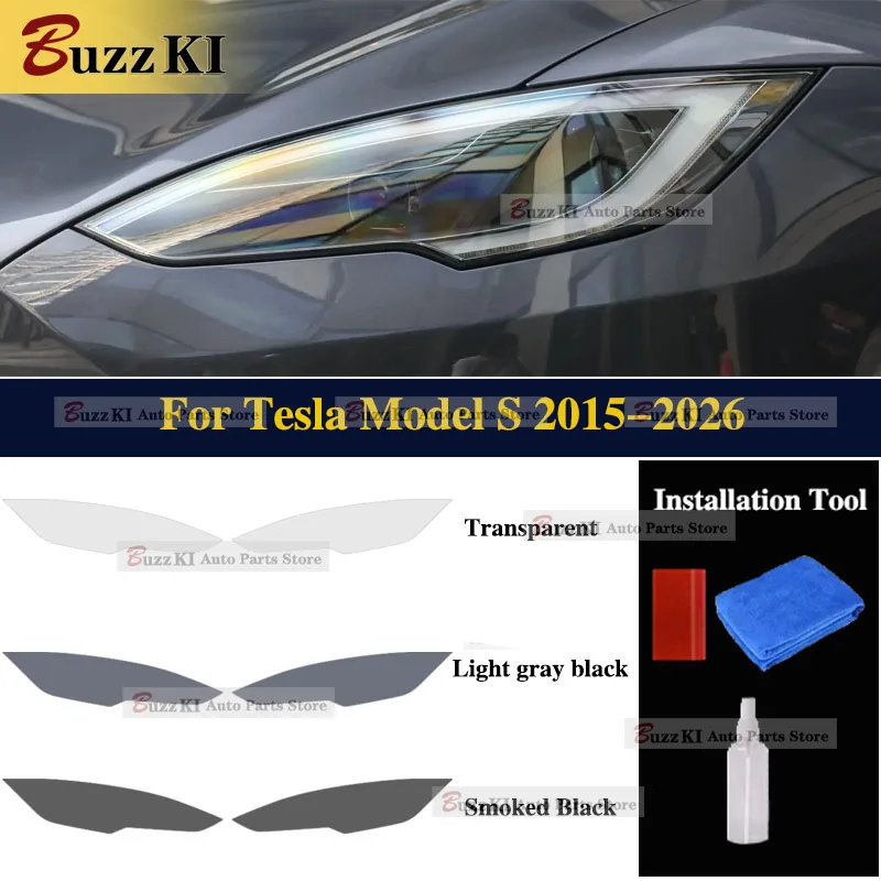Für Tesla Model S 2015-2026 TPU Scheinwerfer Auto Vorgeschnittene Schutzfolie Transparent Schwarz Außen-Autozubehör Reparaturaufkleber