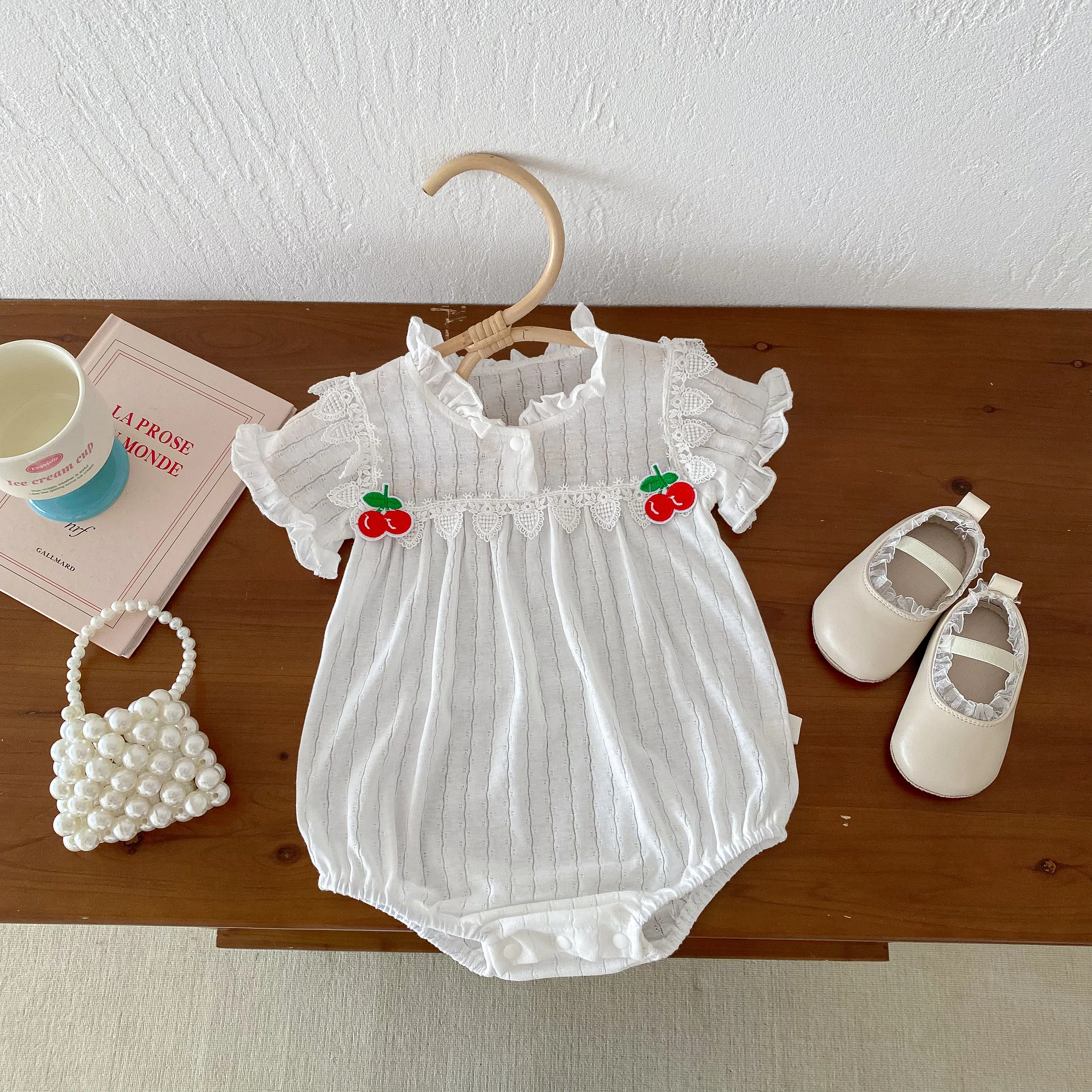 Baby Girl Romper Lovely Cherry Summer Short Sleeve Baby Onesies Newborn Sweet Princess Jumpsuit