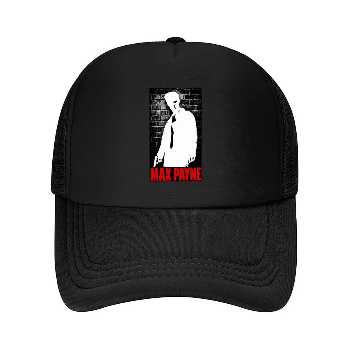 Gorra de béisbol de malla con silueta de pared de ladrillo de Max Payne para mujer, unisex, para playa, estilo hip hop