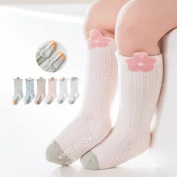 4Pairs Soft Kids Knee High Non-slip Socks Baby Boys Girls Cotton Mesh Breathable Socks Newborn Infant Long Socks Suit For 0-3Y