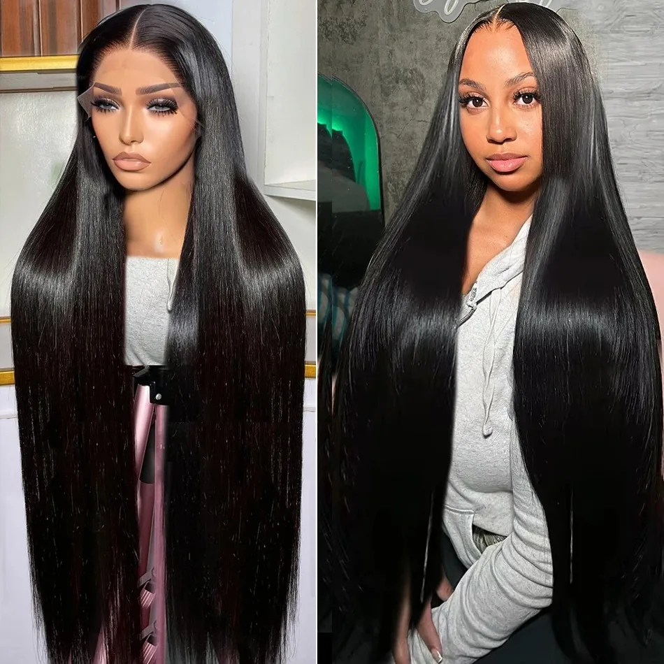 20 Inch 200 Density HD Transparent Straight Lace Front Wig PrePlucked Lace Frontal Human Hair Wig 5x5 Glueless For Black Women