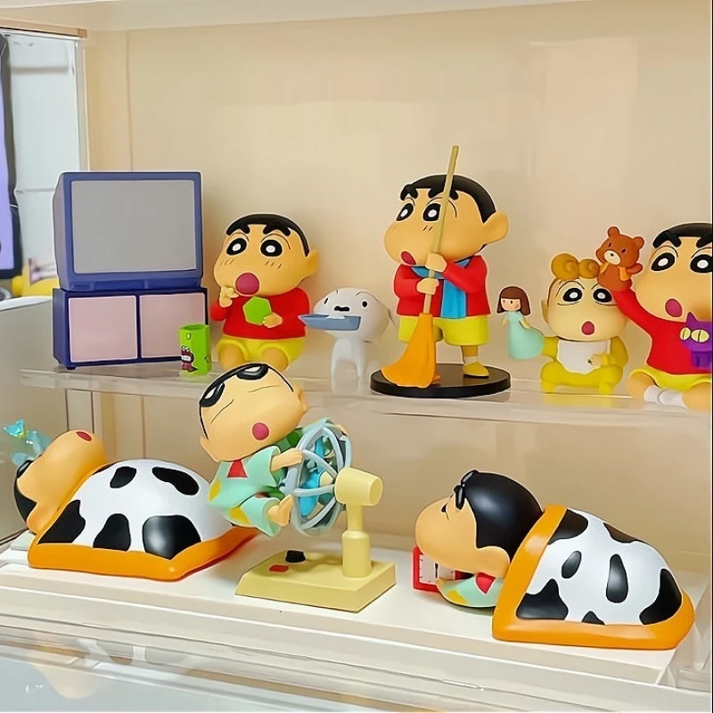 Miniso crayon shin-chan caixa cega genuína vida diária série móvel brinquedo surpresa figuras de ação boneca brinquedo ornamento decoração presente