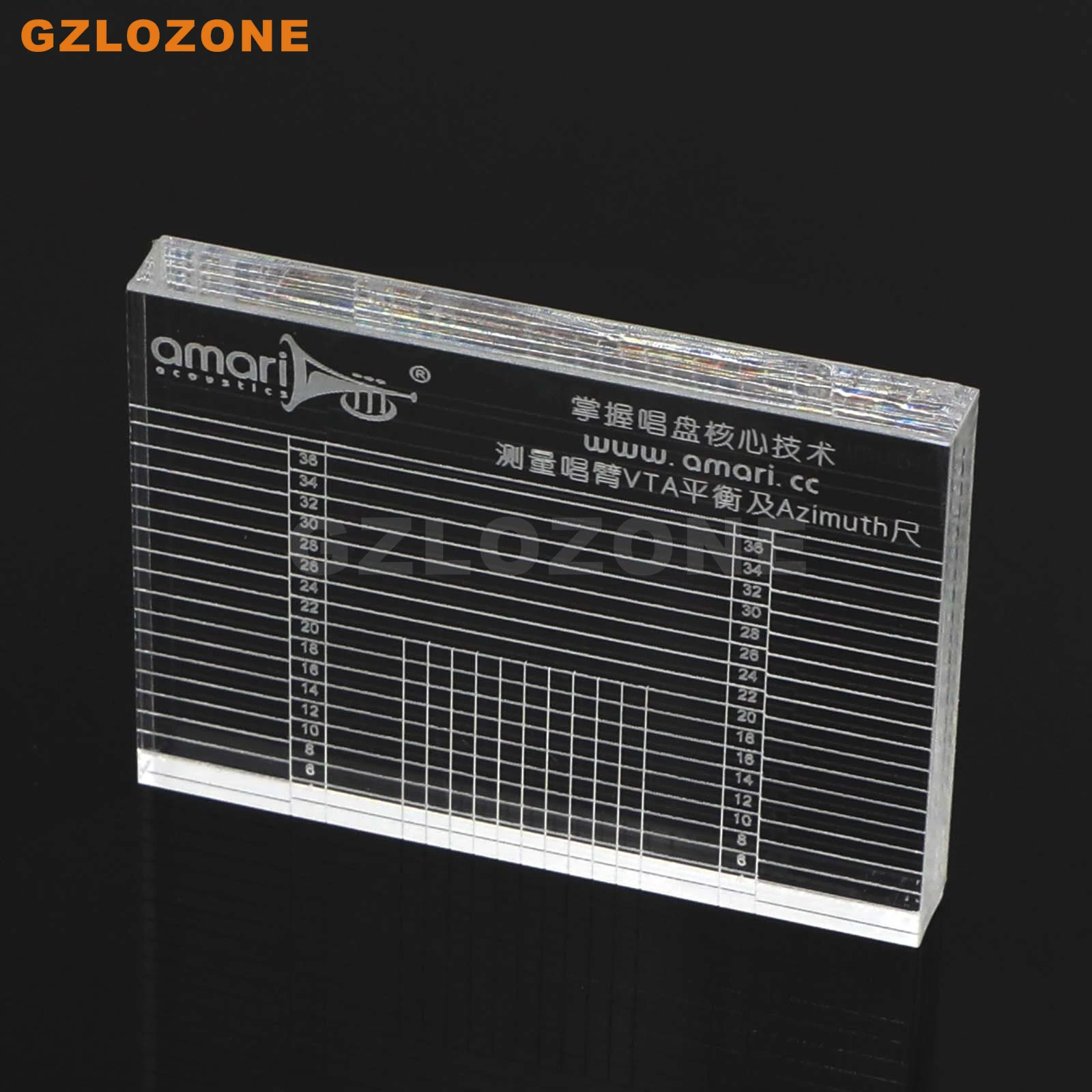 Amari lp vinil record player medição phono tonearm vta/cartucho azimute régua