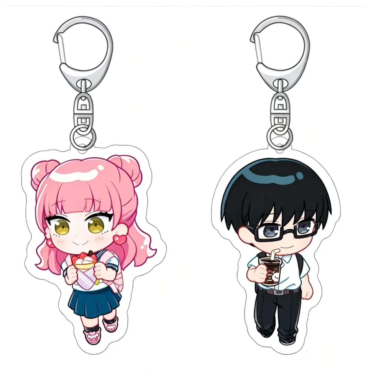 2Pcs You and I Are Polar Opposites Acrylic Keychain Cute Suzuki Tani Couple Keyring School Bag Pendant Anime Fans Cosplay Gift
