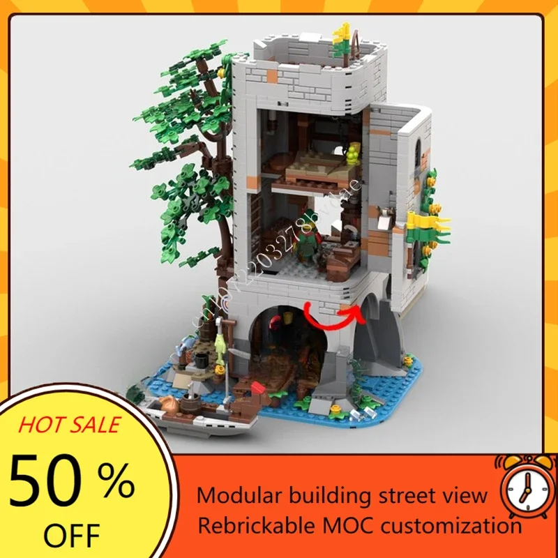 1305PCS MOC Medieval Castle Custom Puzzle Model Forestmen River Fortres Technical  DIY Assembly Set Toy ForHoliday Birthday Gift