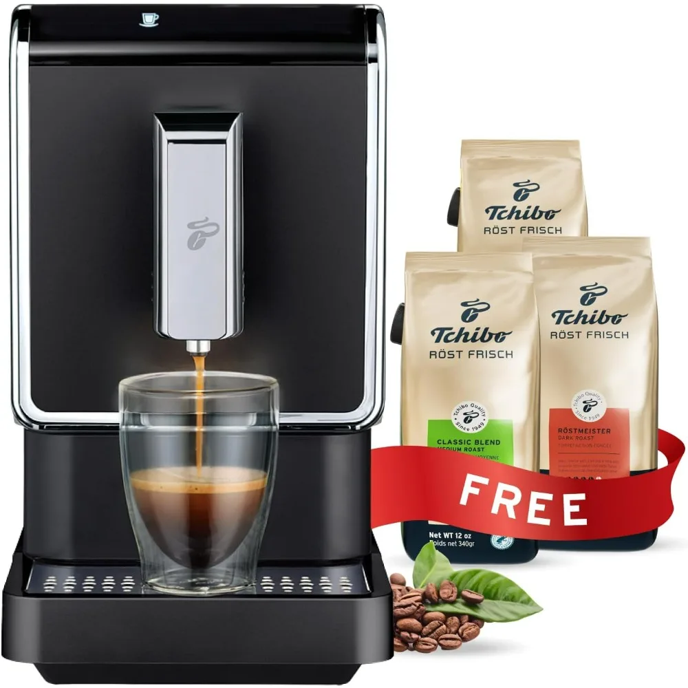 Single Serve Coffee Maker - Automatic Espresso Coffee Machine - Built-in Grinder, No Coffee Pods Needed + 3x 11.9 Ounce Bags