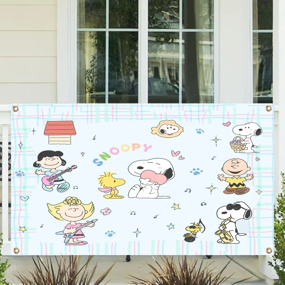 SNOOPY Funny Flag Decorative Flags and Banners Four Hole Single Sided Flag Room Decor Y2k Wall Decoration Outdoor Decorations