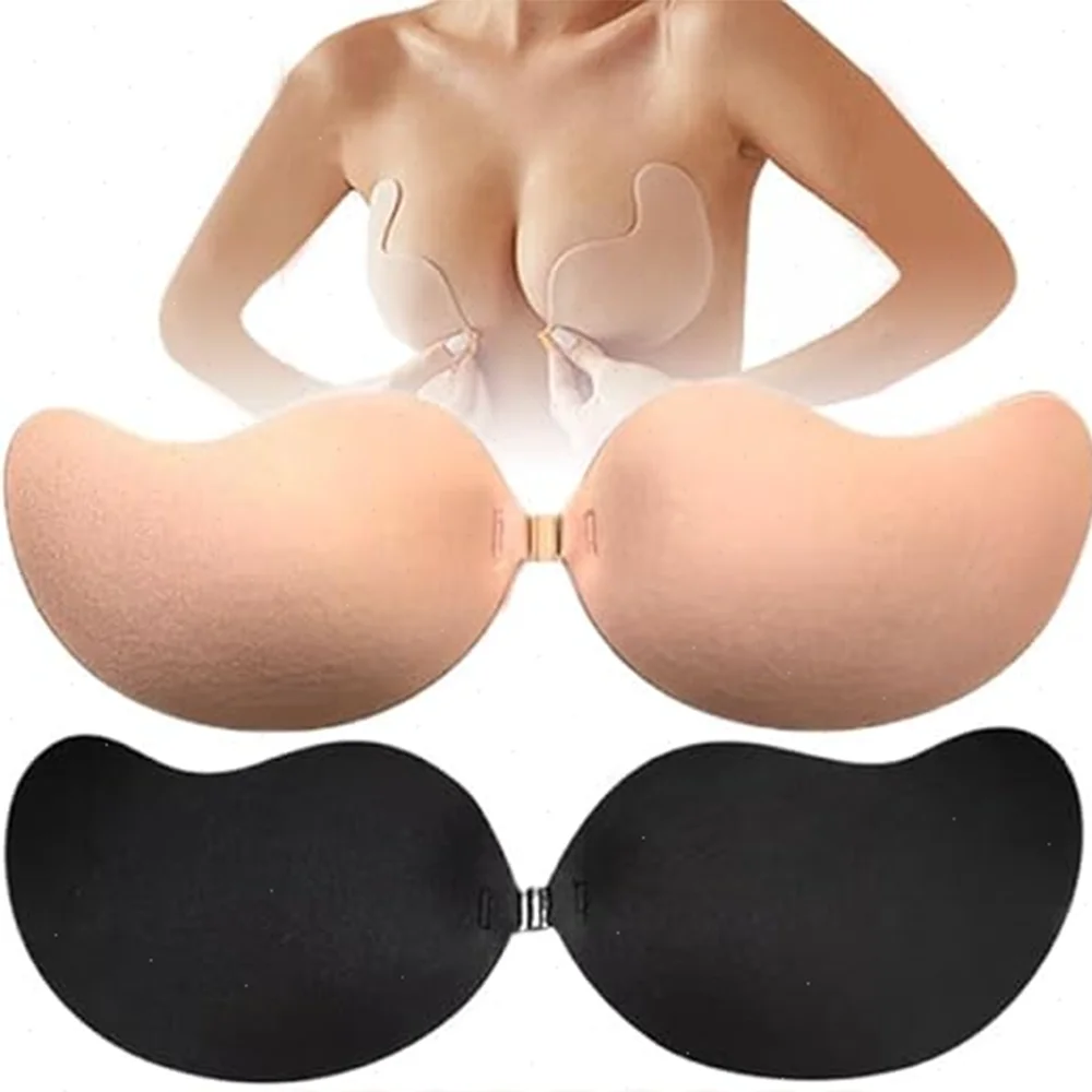1/2Pcs Women's Strapless Adhesive Bra Invisible Push Up Sticky Bra Self Adhesive Bra Seamless Front Closure Bralette Underwear