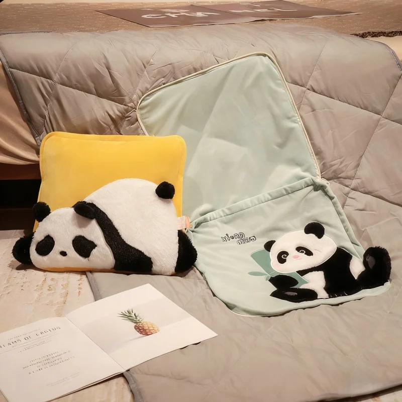 Luxury Dutch Velvet Panda Pillow 37x37cm Set of 2, Super Soft Plush Throw Cushion with Insert for Sofa Bed,Home Decor Gifts
