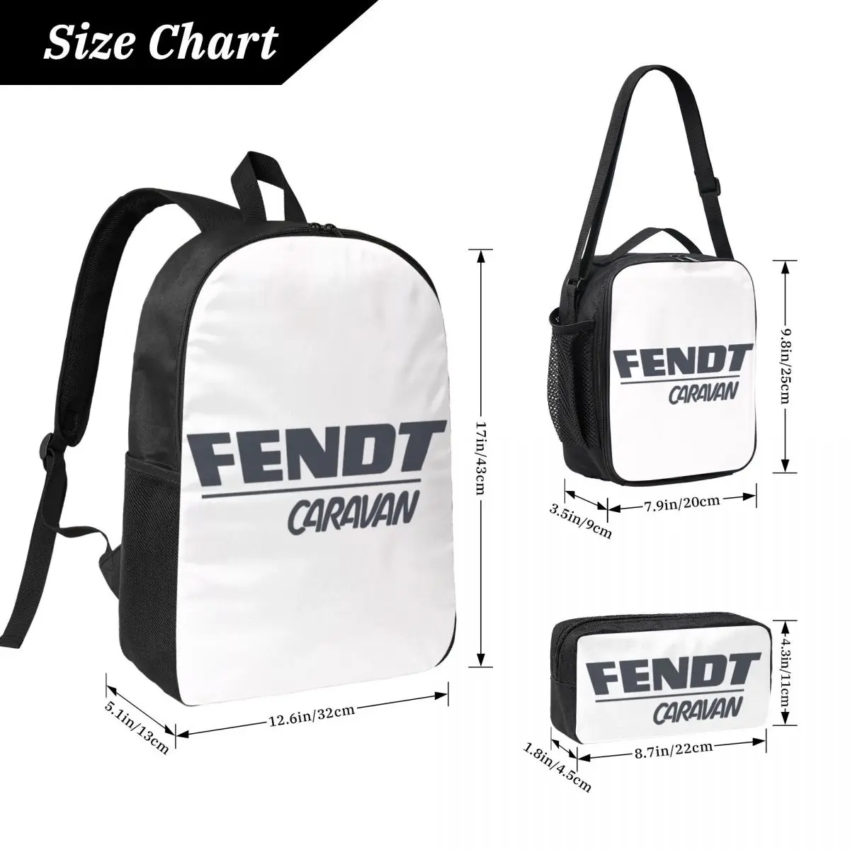 Fendt قافلة على ظهره طالب بنين بنات BookBag حقيبة مدرسية حقائب كتف الكمبيوتر 3ps معزول حقيبة الغداء مقلمة