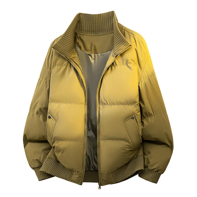 Winter Stand Collar Parkas Men Solid Loose Warm Casual Outwear Trend Couple Parka Jackets Thick Windproof Coat Male Daily Jacket