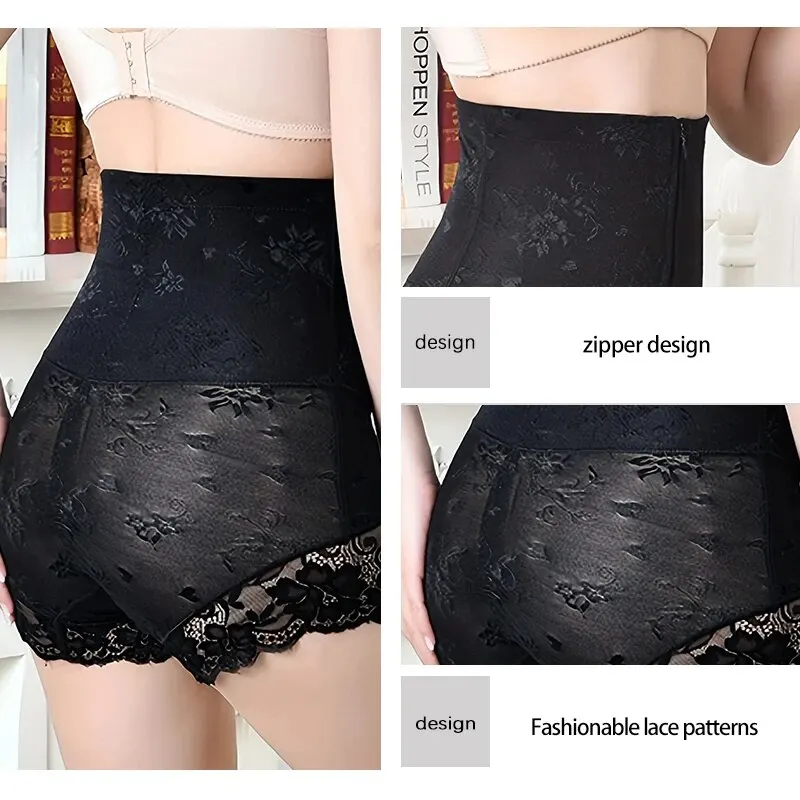 New Women\'s Lace and Lace Decoration High Waist Abdominal and Hip Lifting Front Button Zipper Women\'s High Waist Shaped Shorts