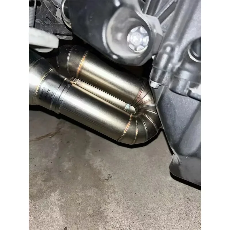 ل انتصار شارع الثلاثي 765 R S RS 2017-2024 الهروب الانزلاق على دراجة نارية العادم الأوسط وصلة الأنابيب 51 مللي متر الخمار ربط الأنابيب