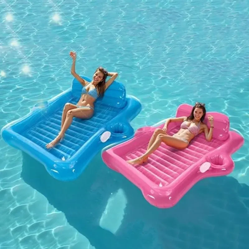 Inflatable Water Jet Floating Bed Double Air Cushion Recliner for Adults Outdoor Pool Lake Water Toy Land and Water Use