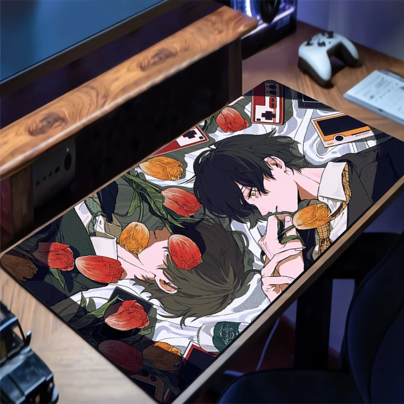 Gaming Mouse Pad Anime boy Accessories Office Gamer Keyboard Desk Mat Non-Slip Laptop ground mat Large PC carpet Anime Mousepad