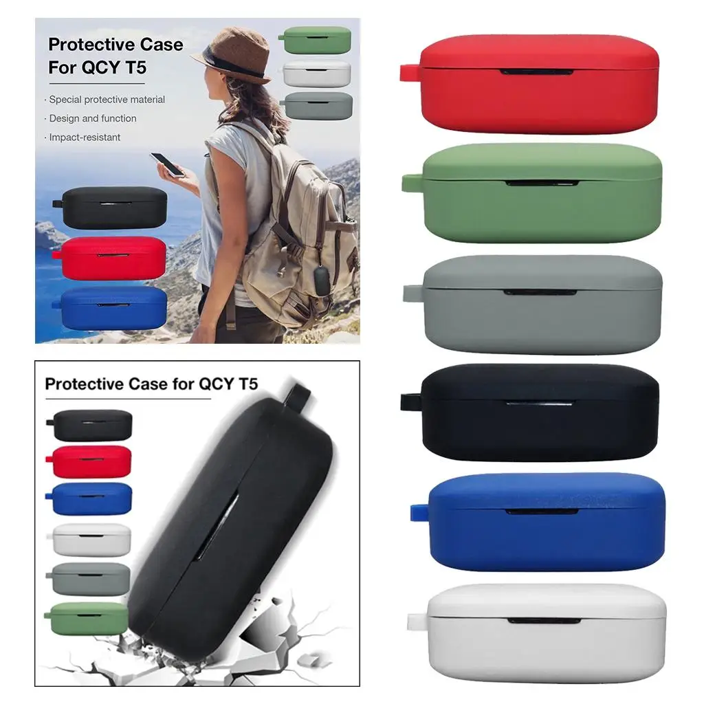Silica Gel Earbud Protective Sleeve Precise Fit Anti-drop Cover for QCY T5 Wireless Headphones