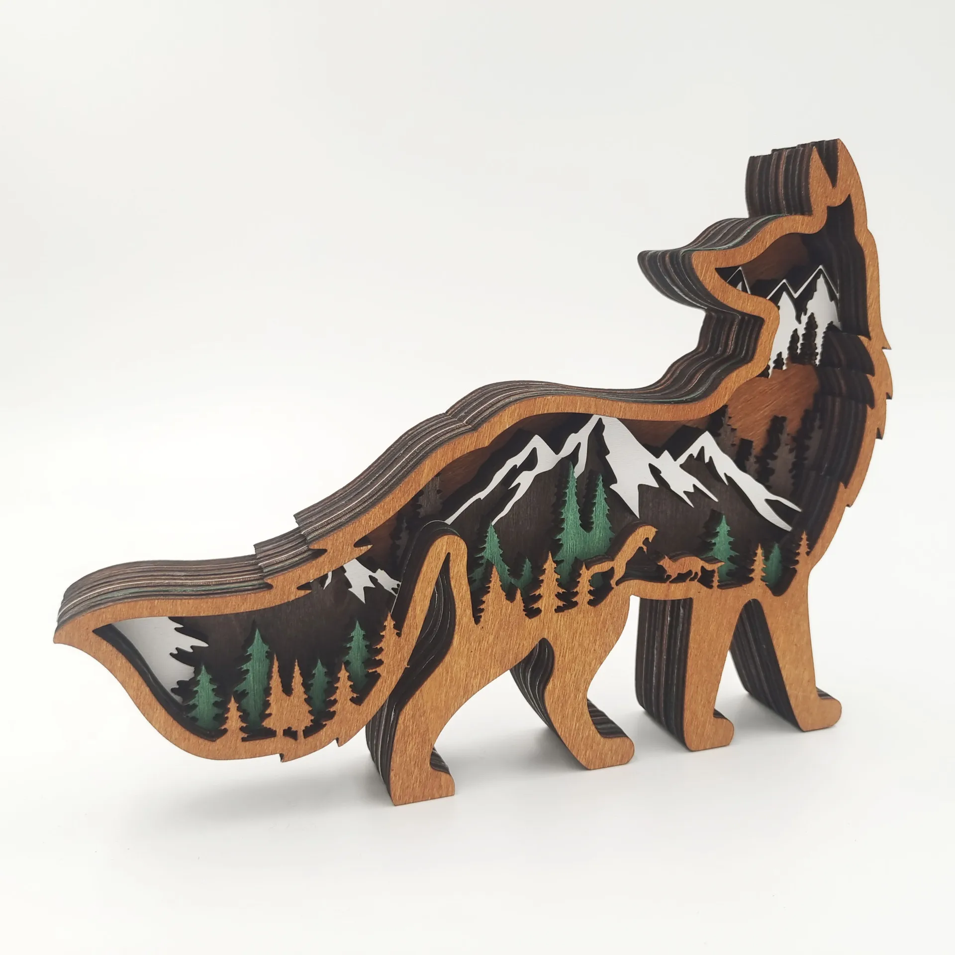 Hand-carved multi-layer wooden home desktop decoration Diy Crafts