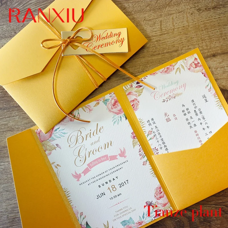 Tarjeta de invitación de boda personalizada de lujo