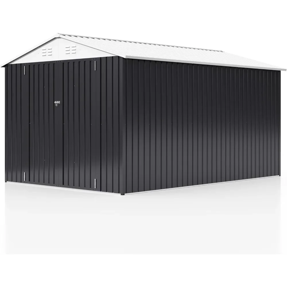 8 x 12 FT Outdoor Storage Shed, Metal Garden Shed with with Updated Frame Structure, Tool Sheds for Backyard Garden Patio Lawn