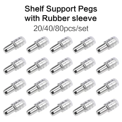 20/40/80 pcs Shelf Bracket Pegs with Rubber Sleeves 5x16mm(0.2X0.63inch) Shelf Holder Support Pins for Cabinet Bookcase
