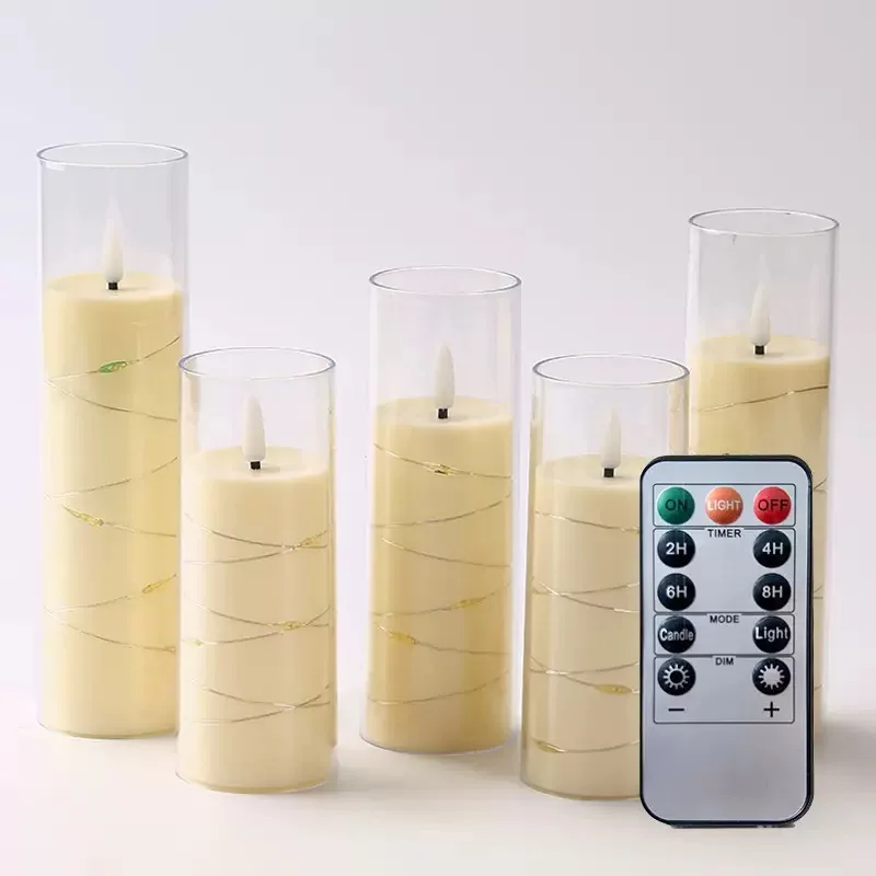 

Светодиодные свечи Акриловый корпус со встроенной звездной нитью Перезаряжаемые через USB светодиодные свечи Мерцающая беспламенная свеча с дистанционным управлением