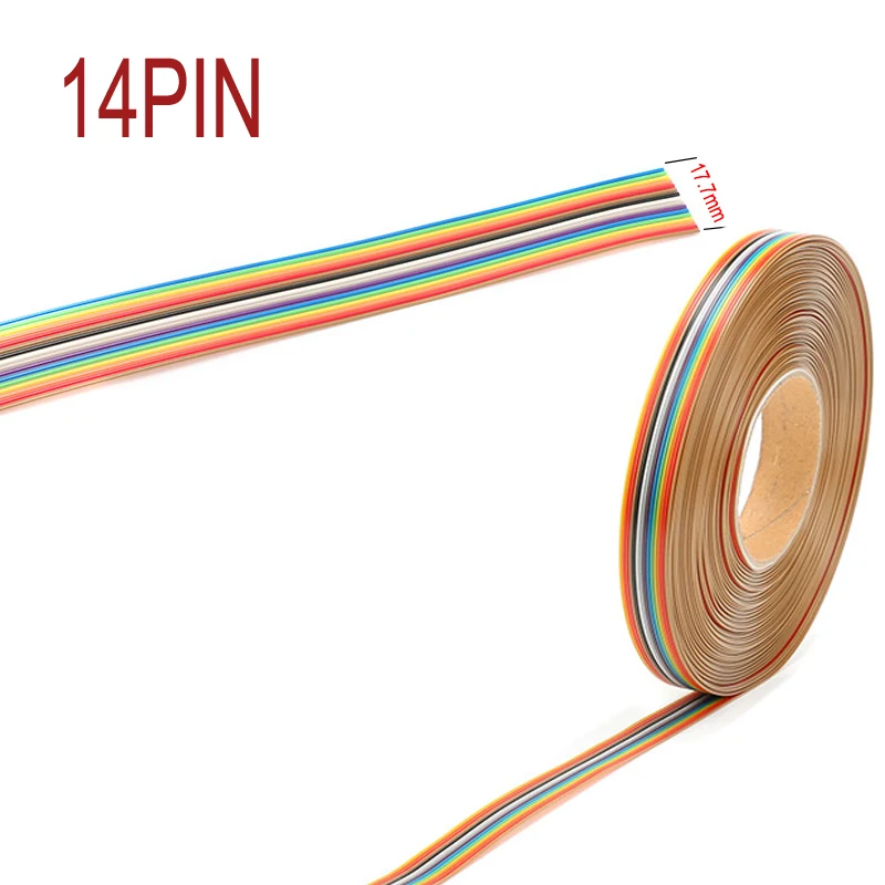 10/5/1Meter/Lot 14PIN Kabel Pita Pelangi Warna Datar Kabel Pelangi Kabel Pita Kabel 14P Kabel Pita 28AWG