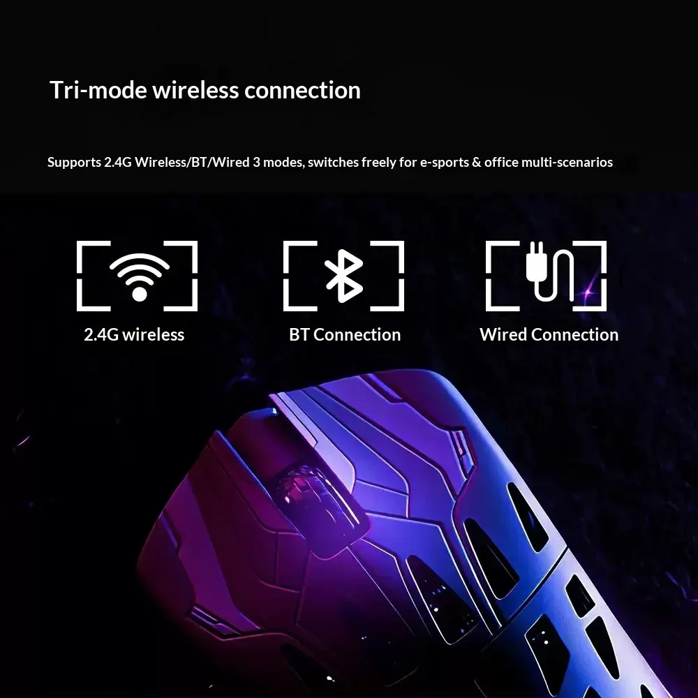 IROK HE6 Lightweight Carbon Fiber Wireless Gaming Mouse PAW3950 30000DPI 8K Polling Tri Mode