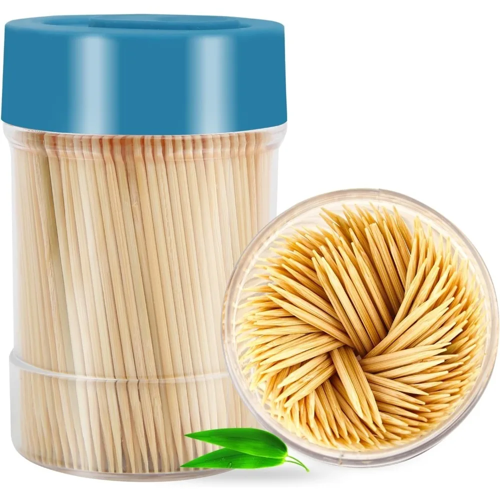 

Бамбуковые зубочистки [3000 шт.] - с многоразовым держателем для зубочисток, прочные зубочистки с гладкой отделкой, для вечеринки, закуски, оливковые,