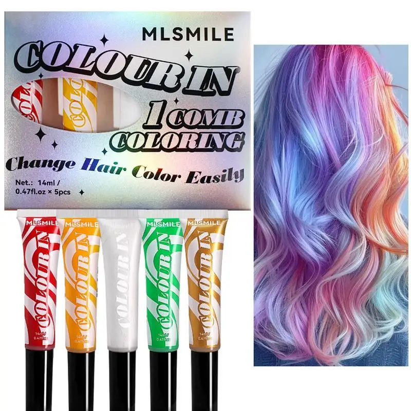 Temporary Hair Dye 5Pcs Portable Instant Hair Color Modify One-Time Hair Color Hair Cover Stick Instant Hair Color Cream