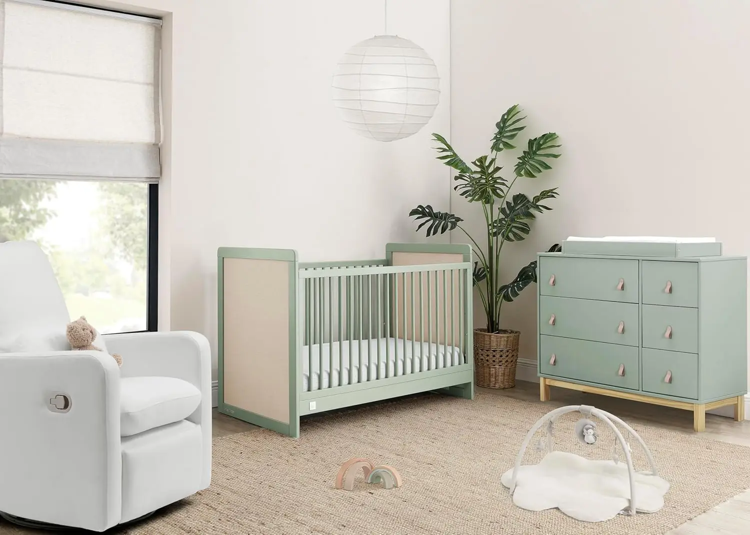 Łóżeczko rozkładane Delta Children babyGap Liam 4 w 1 - certyfikat Greenguard Gold, szałwiowo-zielony/naturalny