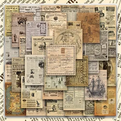 35PCS Yellowed Vintage Parchment Retro Newspaper Stickers Decals DIY Diary Suitcase Scrapbook Phone Laptop Bike Sticker