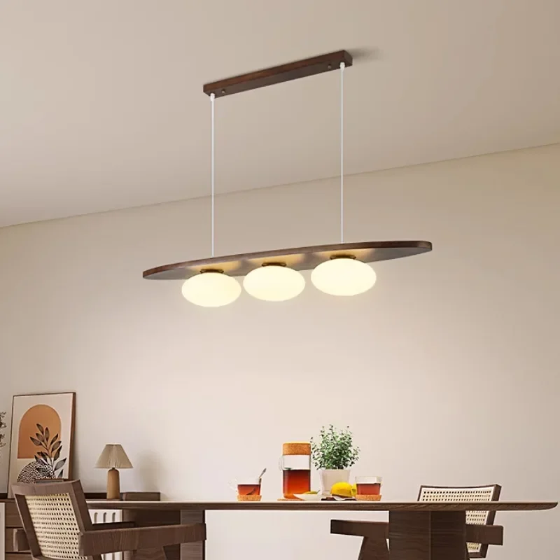 

Nordic Solid Wood Chandelier for Dining Room Kitchen Island Rest Area Cafe Bar Counter Simple Art Glass Pendant Light Home Decor