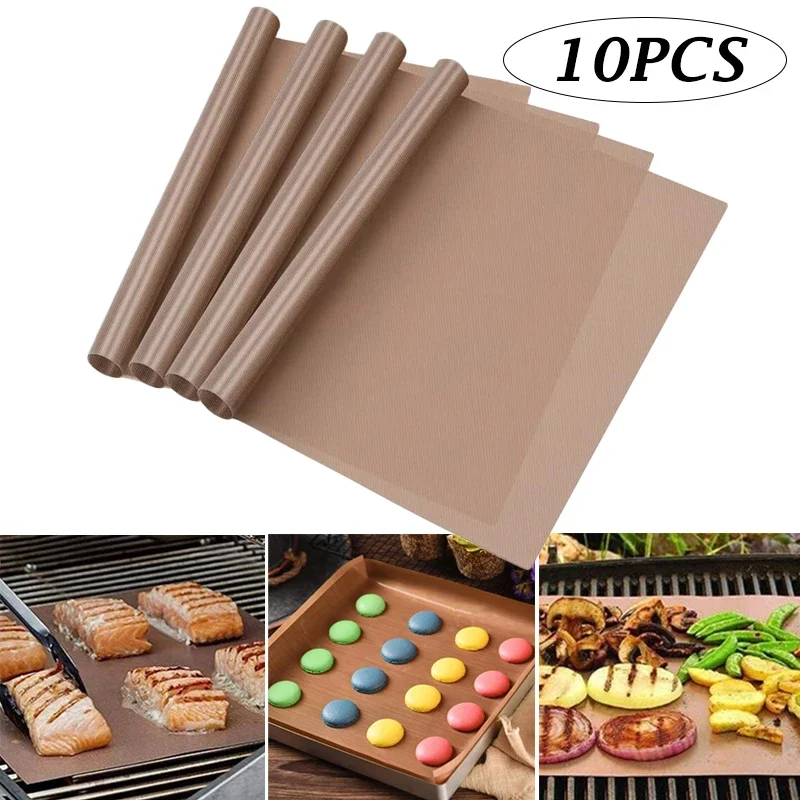 10Pcs Baking Mat Sheet 40*60cm 30*40cm BBQ Pad Reusable Oil-Proof Baking Paper Heat-Resistant Oven Liner Pastry Kitchen Tools