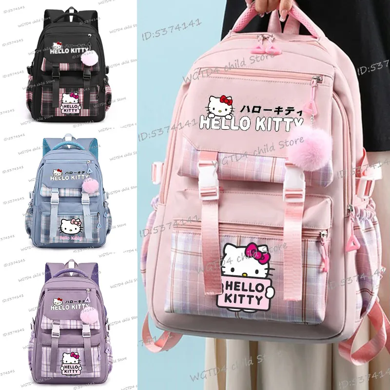 

Hello Kitty Kawaii Cartoon Schoolbag for Girls Students 2025 Fashion School Backpack Gift Rucksack Laptop Books Bag High Quality