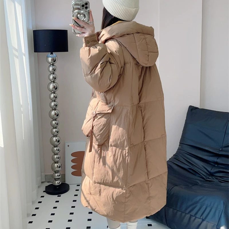 Winter Coat Female 2024 New Coats Down Thickened Mid-length Parka Warm Hooded Windproof Outerwear Korean Sweet Cute Women Jacket