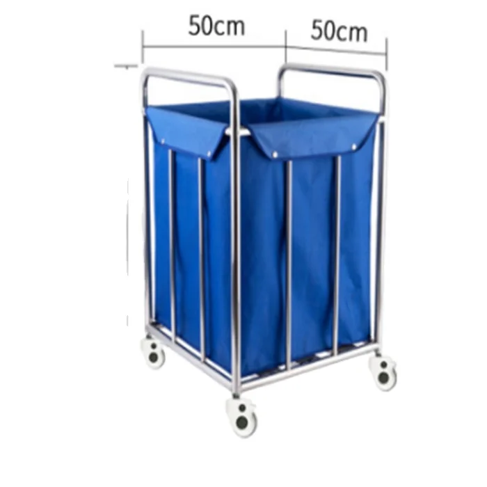 Medical Steel Powder Coated Waste Linen Trolley With Drawer Nursing Laundry Duty Carts For Hospital