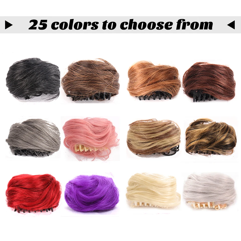 LM Synthetic Clip-on Hair Bun Elastic Band Hair Messy Chignon Extension Scrunchie Hairpiece For Women and Kids