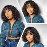 Black Pearl Fringe Wig Human Hair Short Bob Wigs Pixie Wig Human Hair Curly Wig S Cheap Wigs on Clearance Peruca Cabelo Humano 6