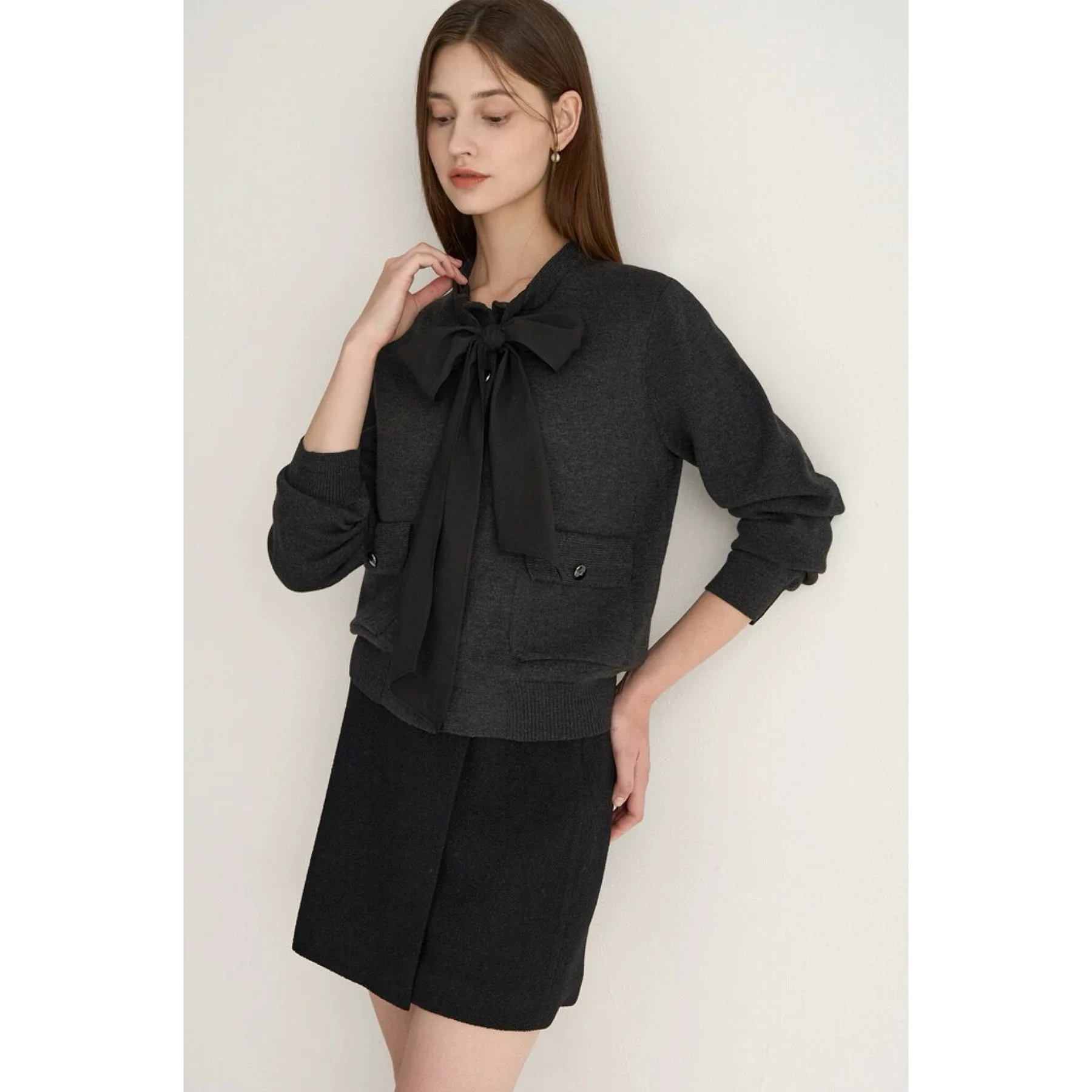 

Съемный вязаный свитер Sa Lemon Cheese Sle Busin Commute Slimming Effect Удобный свободный крой Long Sve round Ne