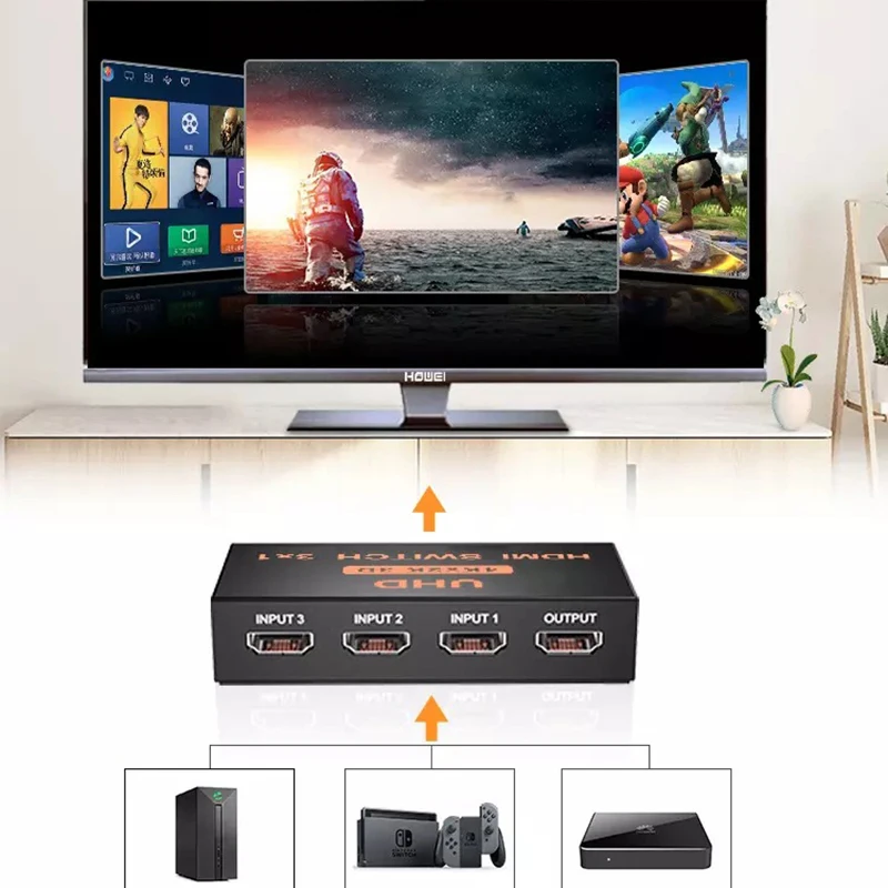 4K 2K 3X1 Dây HDMI Bộ Chia HD 1080P Switcher Adapter 3 Ngõ Vào 1 Ngõ Ra cổng HDMI Trung Tâm Cho Xbox DVD HDTV Máy Tính Laptop Tivi
