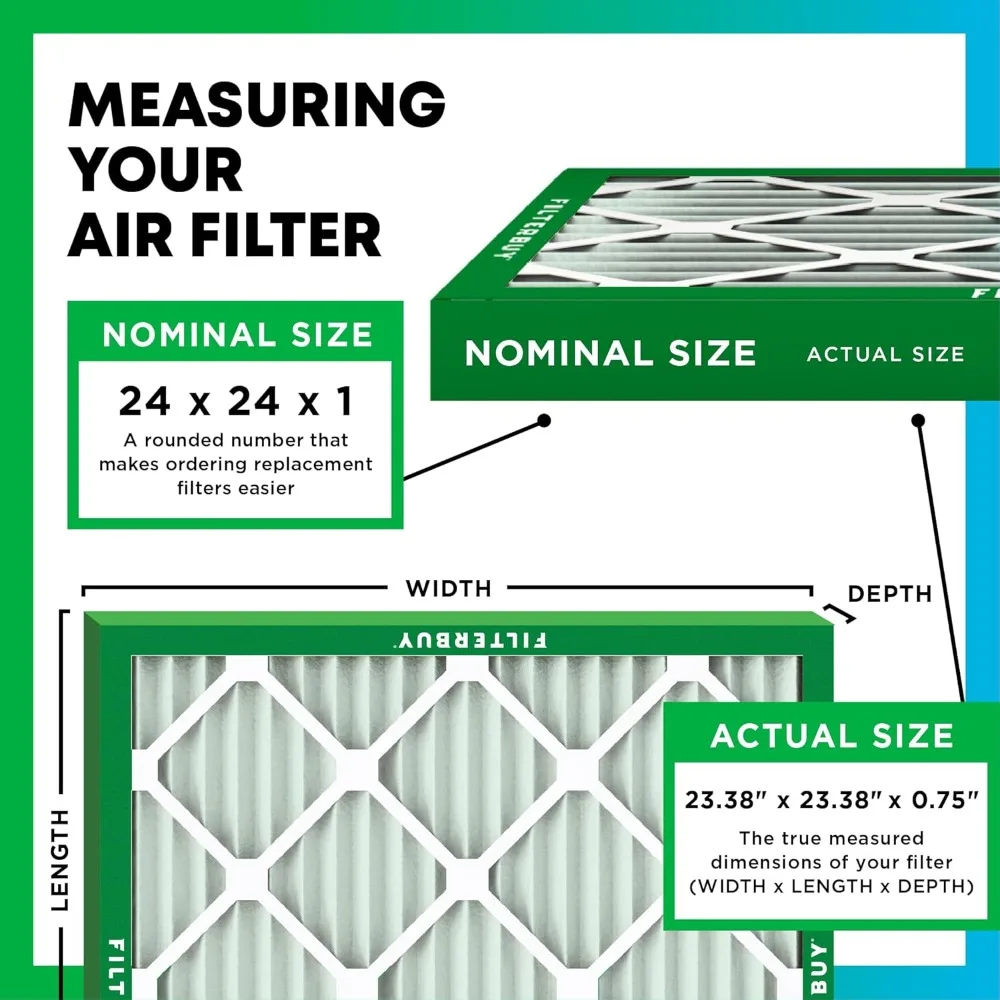 

24x24x1 Air Filter MERV 8 Dust Defense (12-Pack), Pleated HVAC AC Furnace Air Filters Replacement