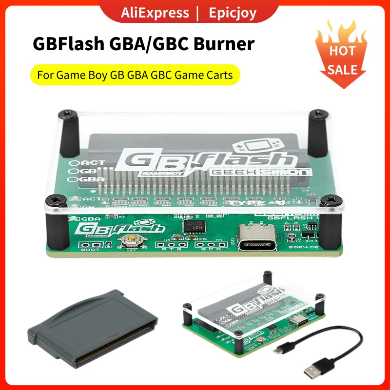 GBFlash GBA/GBC Burner تصميم رائع محول USB بدون شاشة GB Flash Cart وكابل بيانات من النوع C